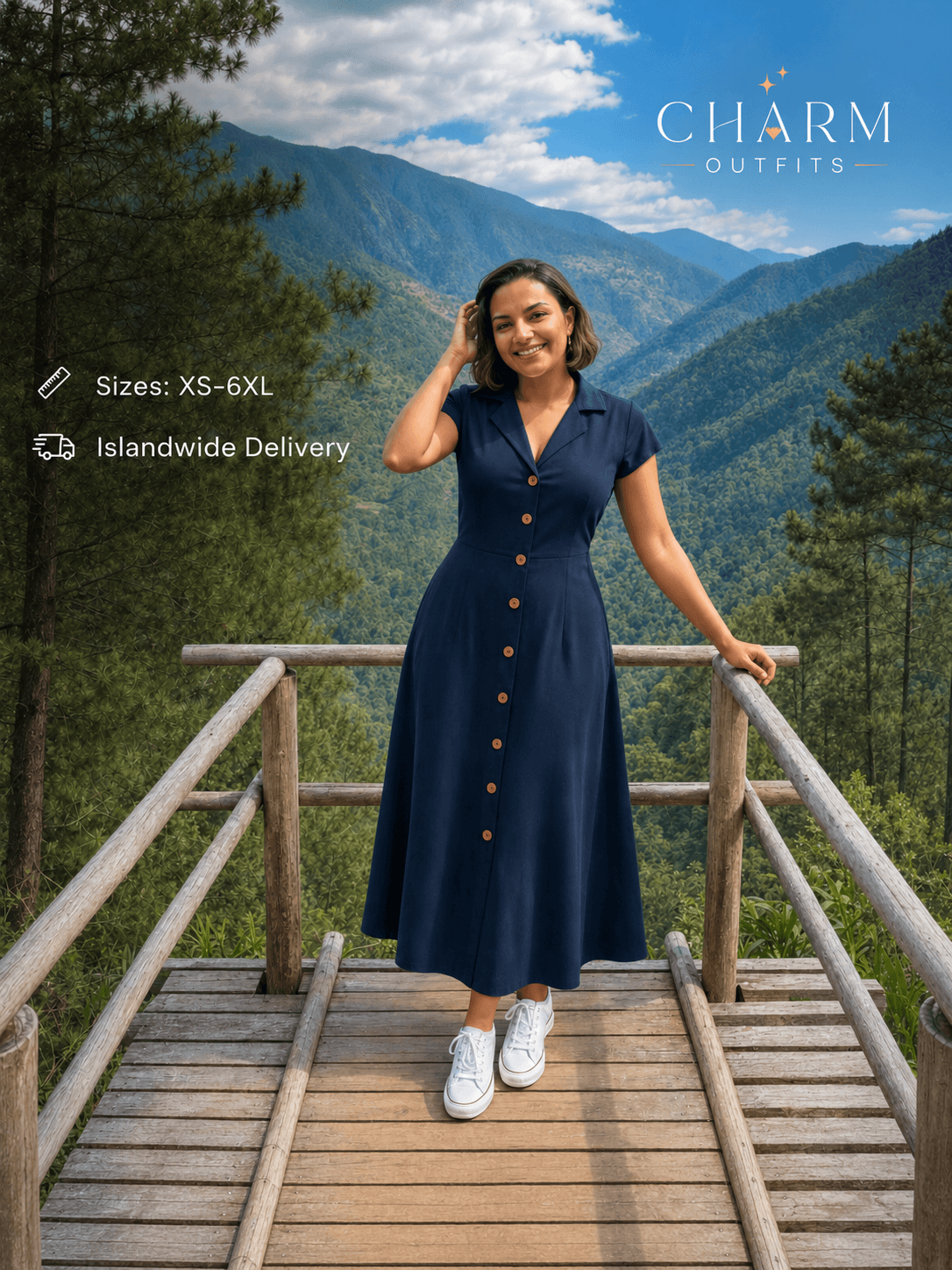 Charm Classic Button Dress